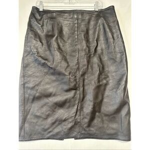 Vintage ALMA Leather Skirt Chocolate Brown Buttery Soft Genuine Leather Pencil S